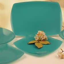 سرویس غذاخوری شیشه ای تک رنگ سبز آذین اوپال 25 پارچه کد 900