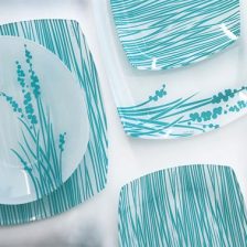 سرویس غذاخوری شیشه ای های سنت سبز آبی آذین اوپال 25 پارچه کد 906