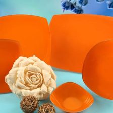 سرویس غذاخوری شیشه ای تک رنگ نارنجی  آذین اوپال 25 پارچه کد 902