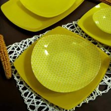 سرویس غذاخوری شیشه ای ترن زرد  آذین اوپال 25 پارچه کد 909