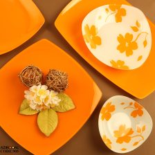 سرویس غذاخوری شیشه ای وانیا نارنجی آذین اوپال 25 پارچه کد 905