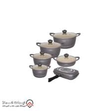 سرویس پخت و پز 12 پارچه آیسل مدل Butterfly 2 iranjahaz 12 Piece Cooking Set Aisel model Butterfly Gray