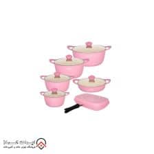 سرویس پخت و پز 12 پارچه آیسل مدل Butterfly 3 iranjahaz 12 Piece Cooking Set Aisel model Butterfly Pink
