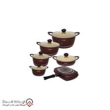 سرویس پخت و پز 12 پارچه آیسل مدل Butterfly 5 iranjahaz 12 Piece Cooking Set Aisel model Butterfly Zereshki
