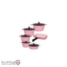 iranjahaz Granite Pot Set 12 Pieces Aisel model Diamond Pink