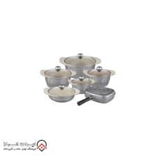 iranjahaz Granite Pot Set 12 Pieces Aisel model PYRAMID Silver