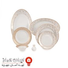 سرویس چینی 35 پارچه غذاخوری ژئومتریکال نقره ای