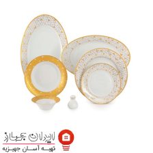 سرویس چینی 35 پارچه غذاخوری ژئومتریکال طلایی