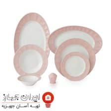 سرویس چینی 29 پارچه غذاخوری پاستل صورتی