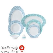 سرویس چینی 28 پارچه غذاخوری میبد سرمه ای فیروزه ای