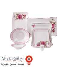 سرویس چینی 30 پارچه غذاخوری رزفلاور پلاتینی