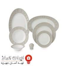 سرویس چینی 29 پارچه غذاخوری پاستل طوسی