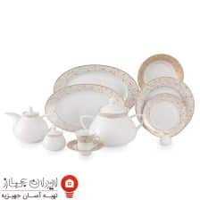 سرویس چینی ژئومتریکال نقره ای شهرزاد 108 پارچه 12 نفره