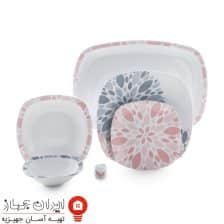 سرویس چینی سلنا صورتی کواترو 98 پارچه 12 نفره 3 selena 27s