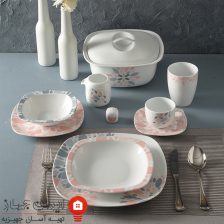 سرویس چینی سلنا صورتی کواترو 98 پارچه 12 نفره 7 selena pink 5