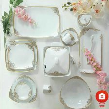 سرویس غذاخوری 105 پارچه ( 12 نفره ) چهار گوش چینی پردیس مدل