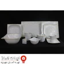 سرویس غذاخوری 30 پارچه ( 6 نفره ) چهار گوش (فلت) چینی پردیس گل آرایی راشل سبز آبی 2 Untitled 548