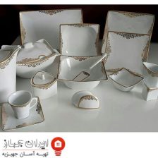 سرویس غذاخوری 101 پارچه ( 12 نفره ) چهار گوش (فلت) چینی پردیس گل آرایی مرسده 2 Untitled 550