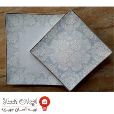 سرویس غذاخوری 101 پارچه ( 12 نفره ) چهار گوش (فلت) چینی پردیس گل آرایی راشل فیروزه