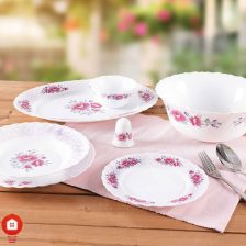 سرویس آرکوپال 28 پارچه گرد مدل پارس اپال کد 411 گل آرایی رزالین صورتی