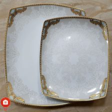 سرویس غذاخوری 105 پارچه ( 12 نفره ) چهار گوش چینی پردیس مدل ماهین فیروزه