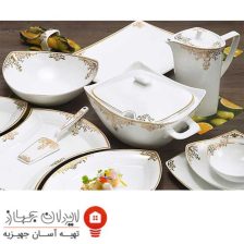 سرویس غذاخوری 105 پارچه ( 12 نفره ) چهار گوش چینی پردیس مدل آتریسا