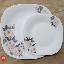 سرویس غذاخوری 26 پارچه چهار گوش آرکوپال مقصود گل آرایی پامیلا صورتی