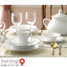 سرویس غذاخوری ۱۰۳ پارچه چینی زرین ایران سری نئوکلاسیک مدل لومیو درجه عالی