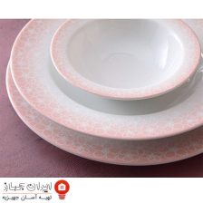 سرویس غذاخوری ۲۸ پارچه چینی زرین ایران سری ایتالیا اف مدل ساکورا صورتی ( Sakora Pink ) درجه یک