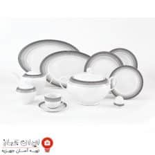 سرویس غذاخوری ۲۸ پارچه چینی زرین ایران سری ایتالیا اف مدل سیلورلاینر ( Silver layner )درجه یک