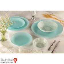ظروف شیشه ای 25 پارچه دایره ای آبی روشن آرکوفام