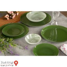 ظروف شیشه ای 25 پارچه دایره ای  طرح سبز اکسفورد آرکوفام