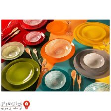 ظروف شیشه ای 25 پارچه دایره ای طرح رنگین کمان آرکوفام