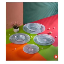 ظروف شیشه ای 25 پارچه دایره ای طرح سبز یشمی آرکوفام