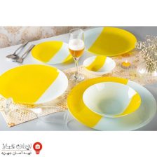 ظروف شیشه ای 25 پارچه دایره ای طرح پرنسا زرد آرکوفام
