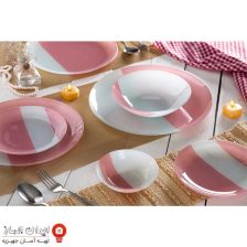 ظروف شیشه ای 25 پارچه دایره ای طرح پرنسا صورتی آرکوفام