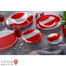 ظروف شیشه ای 25پارچه دایره ای طرح پرنسا قرمز آرکوفام