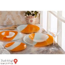 ظروف شیشه ای 25 پارچه دایره ای طرح پرنسا نارنجی آرکوفام