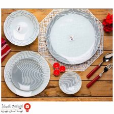 ظروف شیشه ای 25 پارچه دایره ای طرح موج آرکوفام