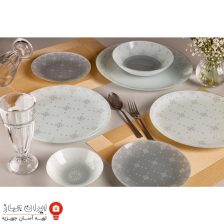 ظروف شیشه ای 25 پارچه دایره ای طرح ماردین طوسی آرکوفام