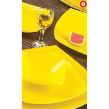 ظروف شیشه ای 25 پارچه کویین طرح زرد تک رنگ کد 751