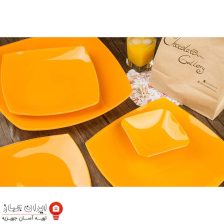 ظروف شیشه ای 25 پارچه کویین طرح اورنج کد 747