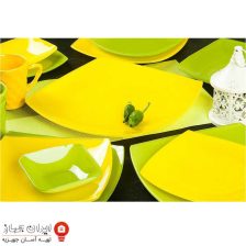 ظروف شیشه ای 50 ترکیبی سبز و زرد کویین کد 001