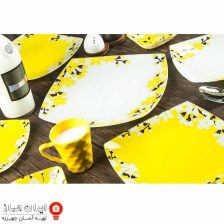 ظروف شیشه ای 25 پارچه طرح آتنا زرد کویین کد 795