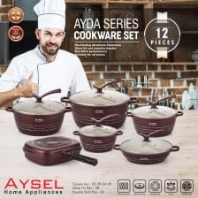سرویس 12 پارچه قابلمه آیسل طرح آیدا_زرشکی