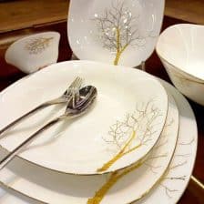 سرویس غذاخوری آرکوپال مقصود 26 پارچه مربع مدل درخت طلا لبه طلایی 10 سرویس 26 پارچه مقصود | طرح درخت طلا لب طلا