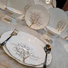 سرویس 26 پارچه مقصود | طرح درخت طلا لب طلا