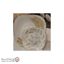 سرویس غذاخوری آرکوپال مربع لبه طلایی مدل پر طلایی