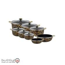 سرویس قابلمه گرانیتی 14 پارچه طرح پلنگی